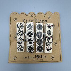 Natural Life Chip Clips Floral Magnetic Clothes Pins for Chips Rhinestones 4 New